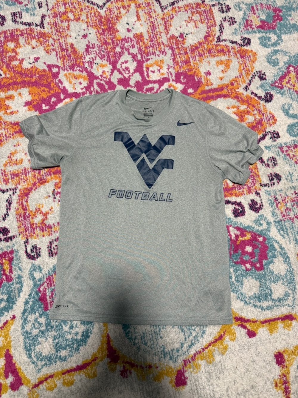Nike Gray WV Football Dri-FIT Tee with Navy Logo West Virginia